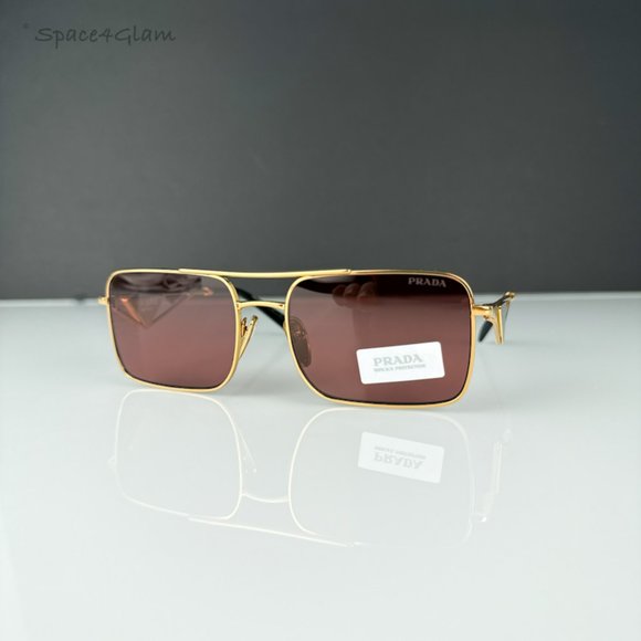 Prada PRA52S 5AK08S Sunglasses Gold Dark Violet Unisex Pilot PR A52S